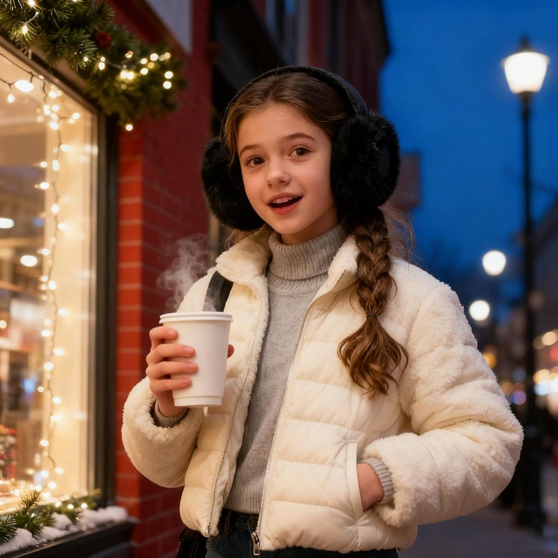 KDVOG Store Kids Winter Earmuffs Classic Foldable Warm Ear Muff Cute Furry Ear Warmers Cold Weather Plush Ear Covers for Boys Girls - Image 5